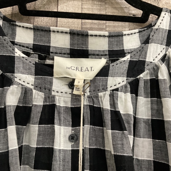 THE GREAT BLACK AND GRAY CHECKERED BLOUSE BRAND NEW NWT - Picture 2 of 7